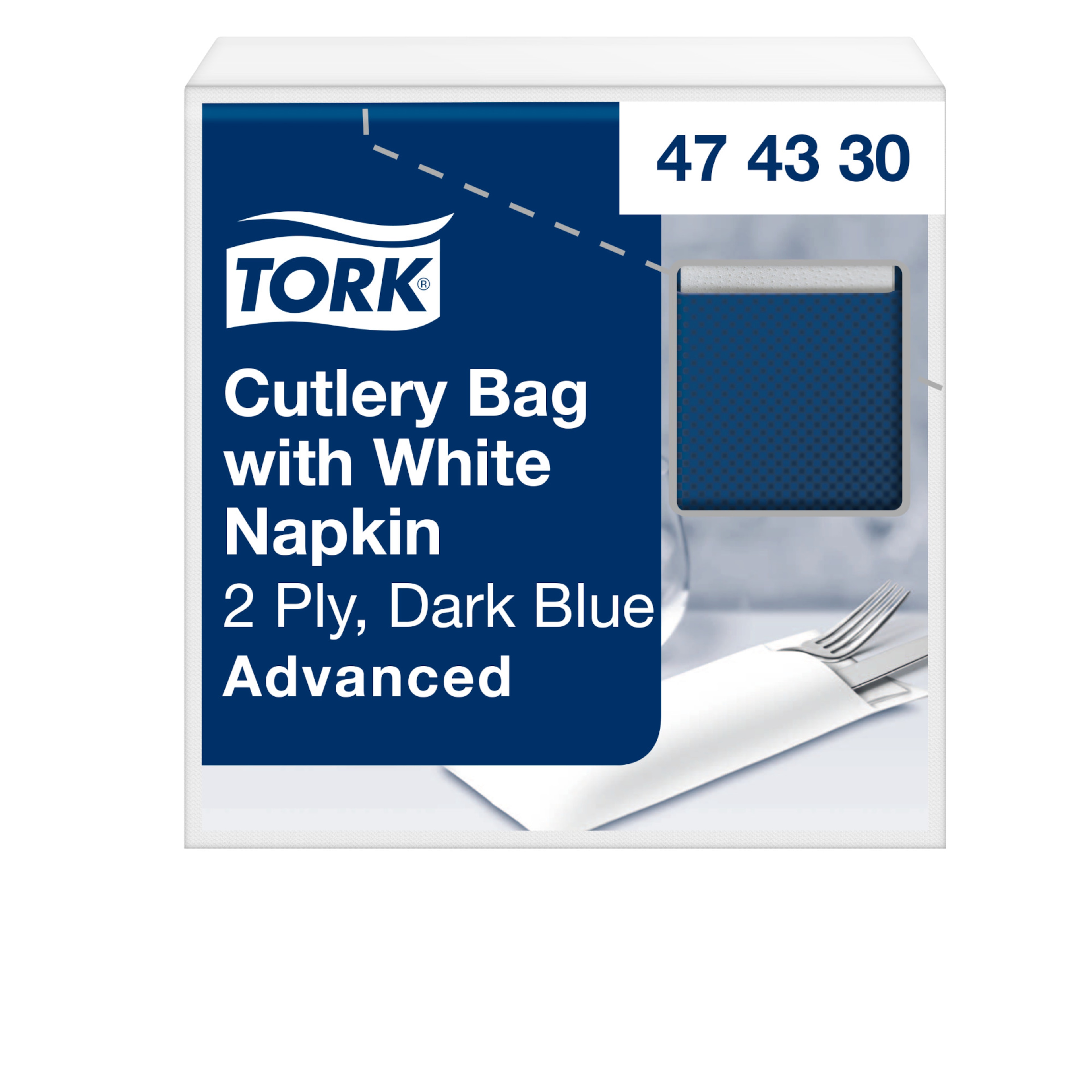 Tork Pochette à Couverts, Naturelle avec serviette blanche