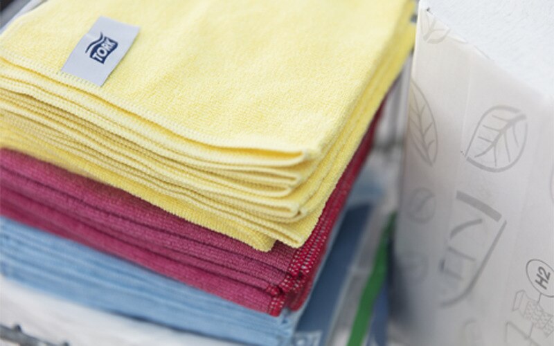 Folded cloths in different colours