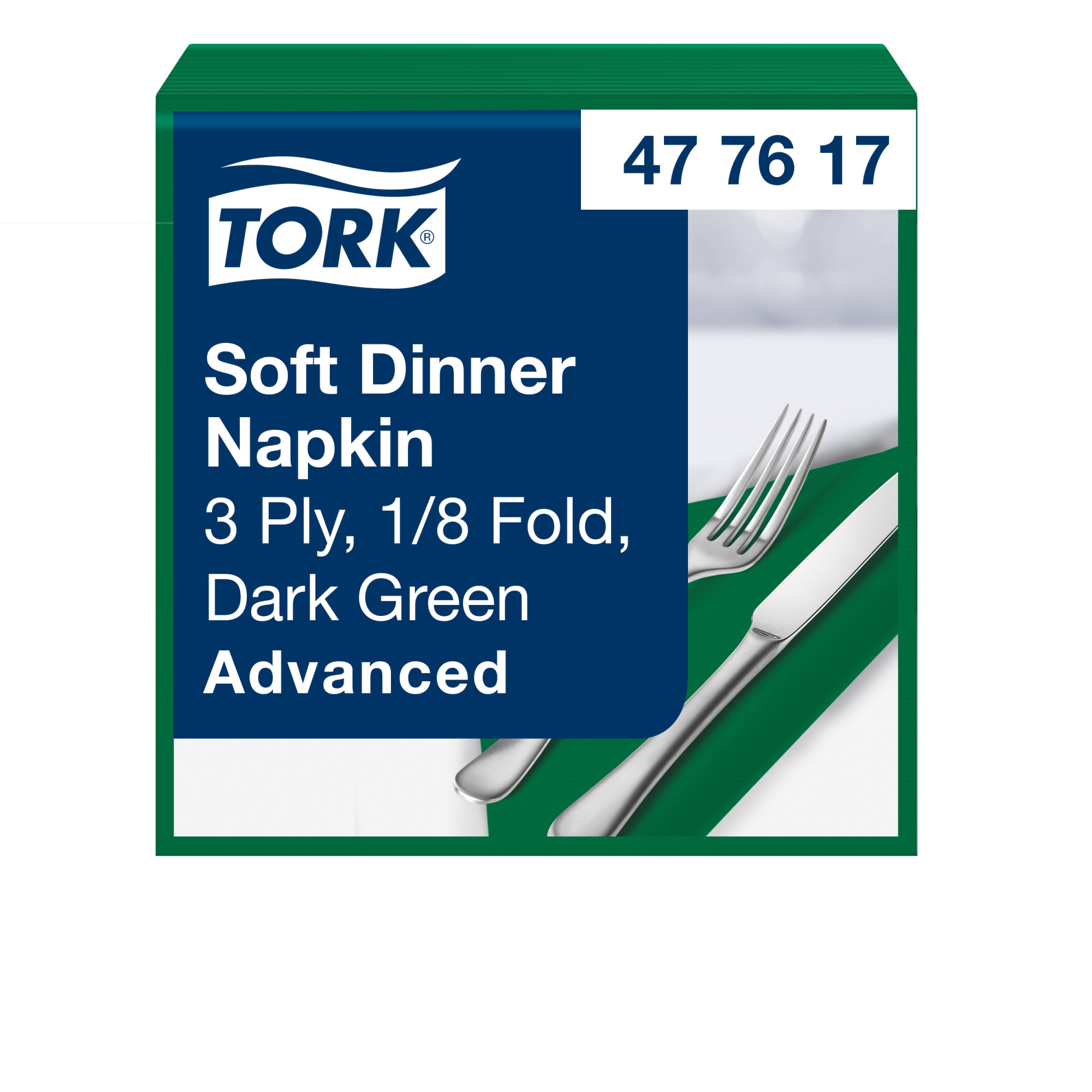 Tork Soft  χαρτοπετσέτα δείπνου Dark Green, διπλωμένη κατά το 1/8