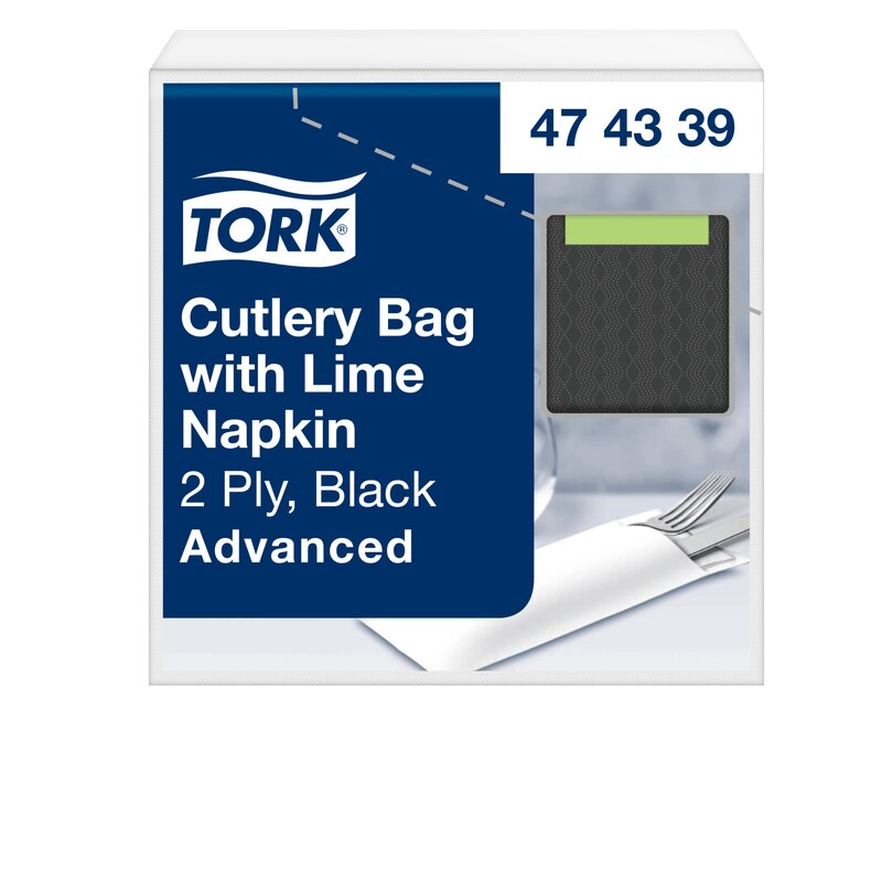 Tork Schwarze Bestecktasche mit Lindgrüner Serviette