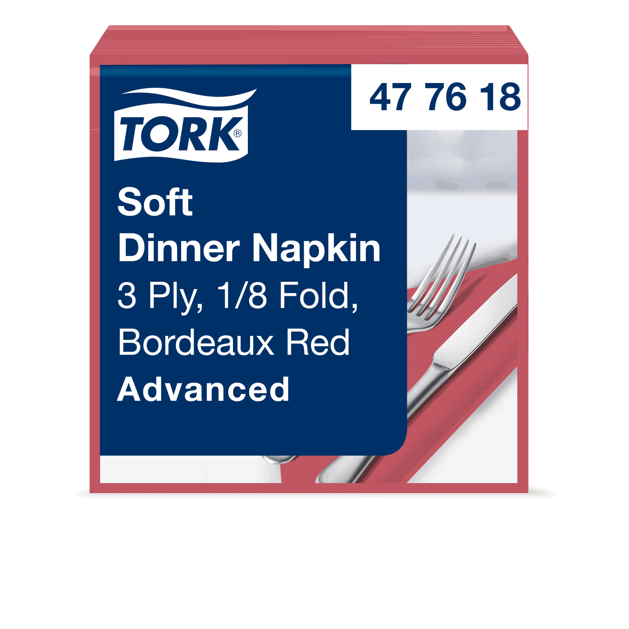 Tork Soft Bordeaux Red Dinner Napkin 1/8 Folded