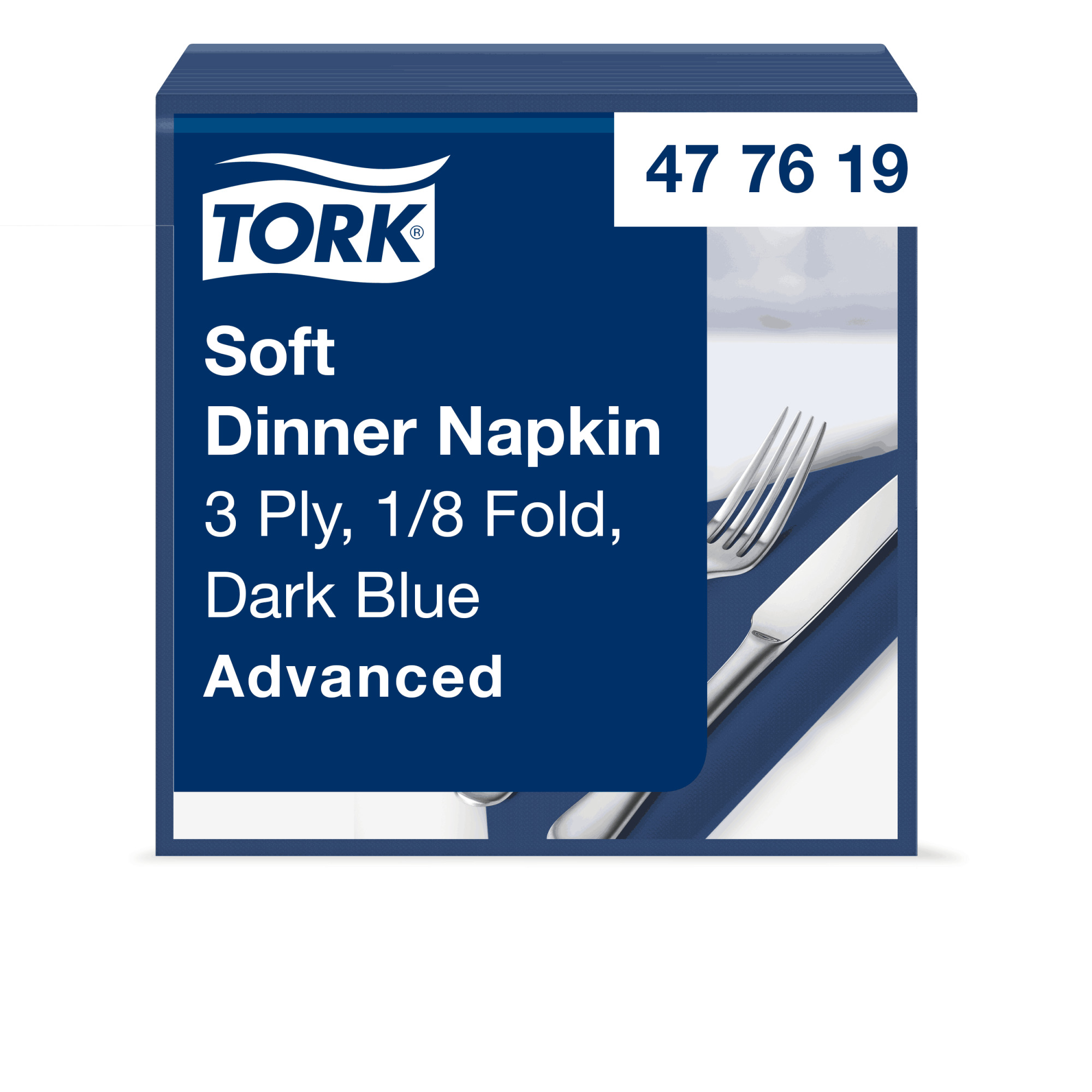 Tork Soft Dark Blue Dinner Napkin 1/8 Folded