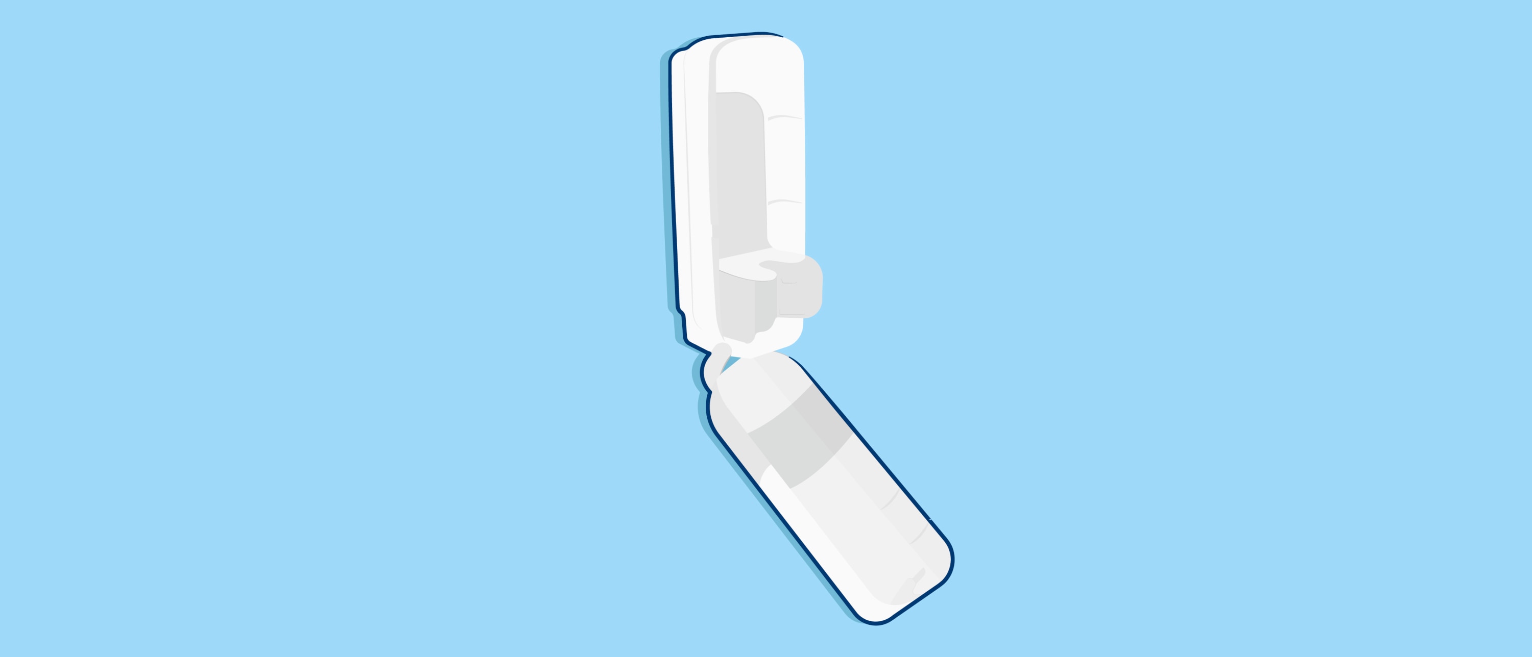 An open, white Tork soap dispenser against a light blue background.