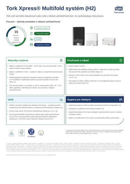 Produktový hárok udržateľnosti