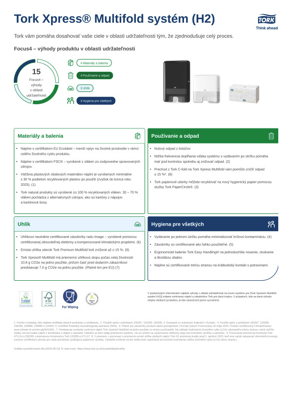 Produktový hárok udržateľnosti