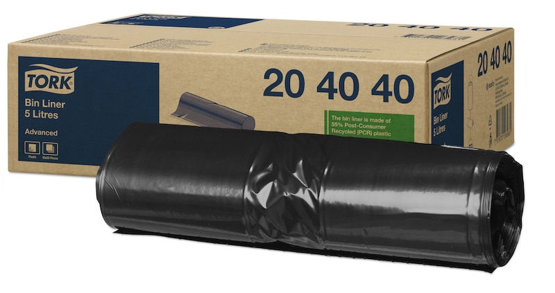 Tork hulladékgyűjtő zsák, 5 literes, B3, fekete, 32,5 x 40 cm