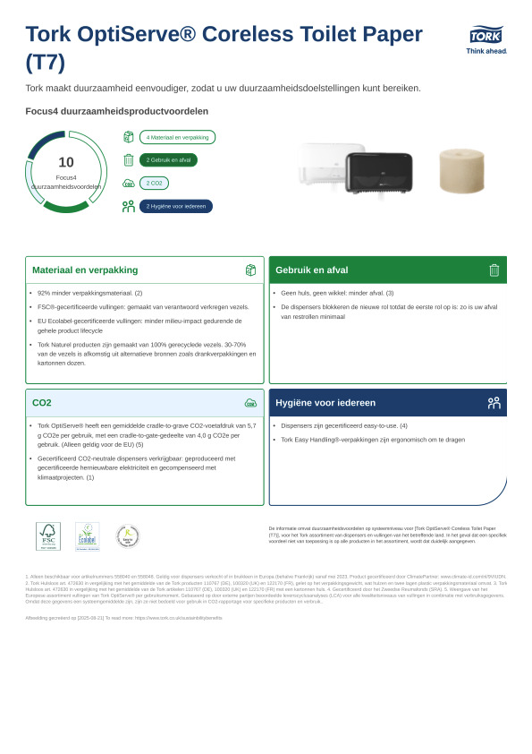Productgegevensblad duurzaamheid