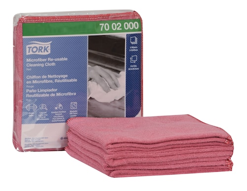 Tork Microfiber Cleaning Cloth Re-usable, Red