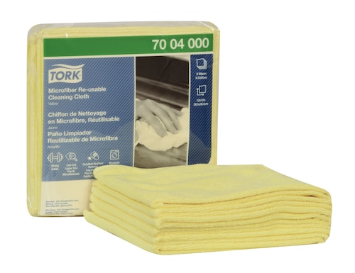Tork Microfiber Cleaning Cloth Re-usable, Yellow