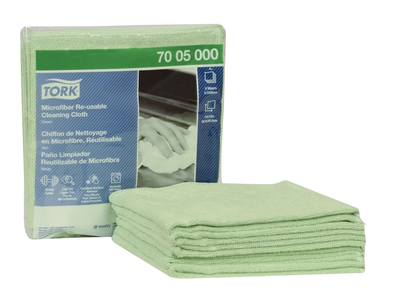 Tork Microfiber Cleaning Cloth Re-usable, Green
