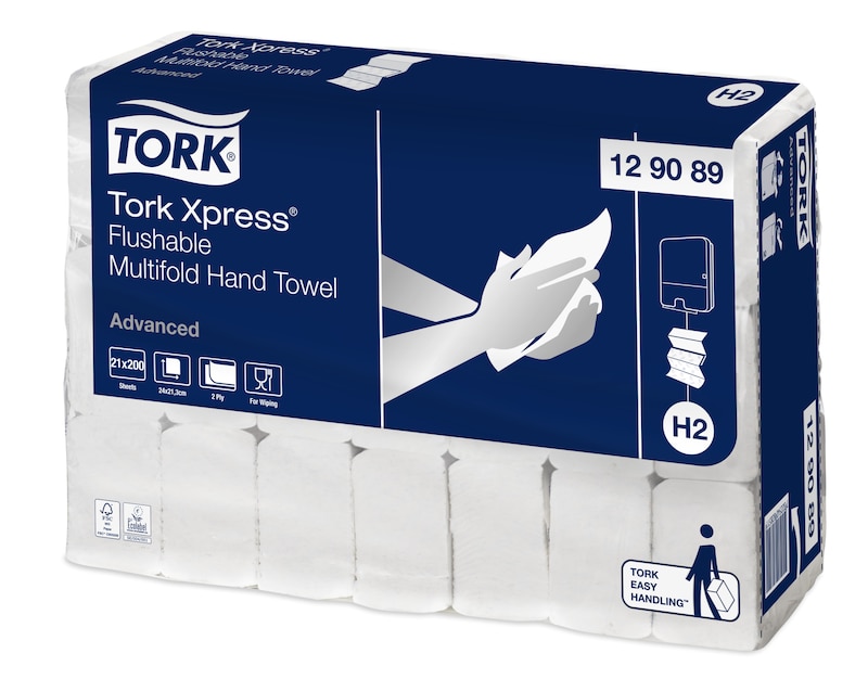 Tork Xpress® splachovateľné papierové utierky na ruky Multifold
