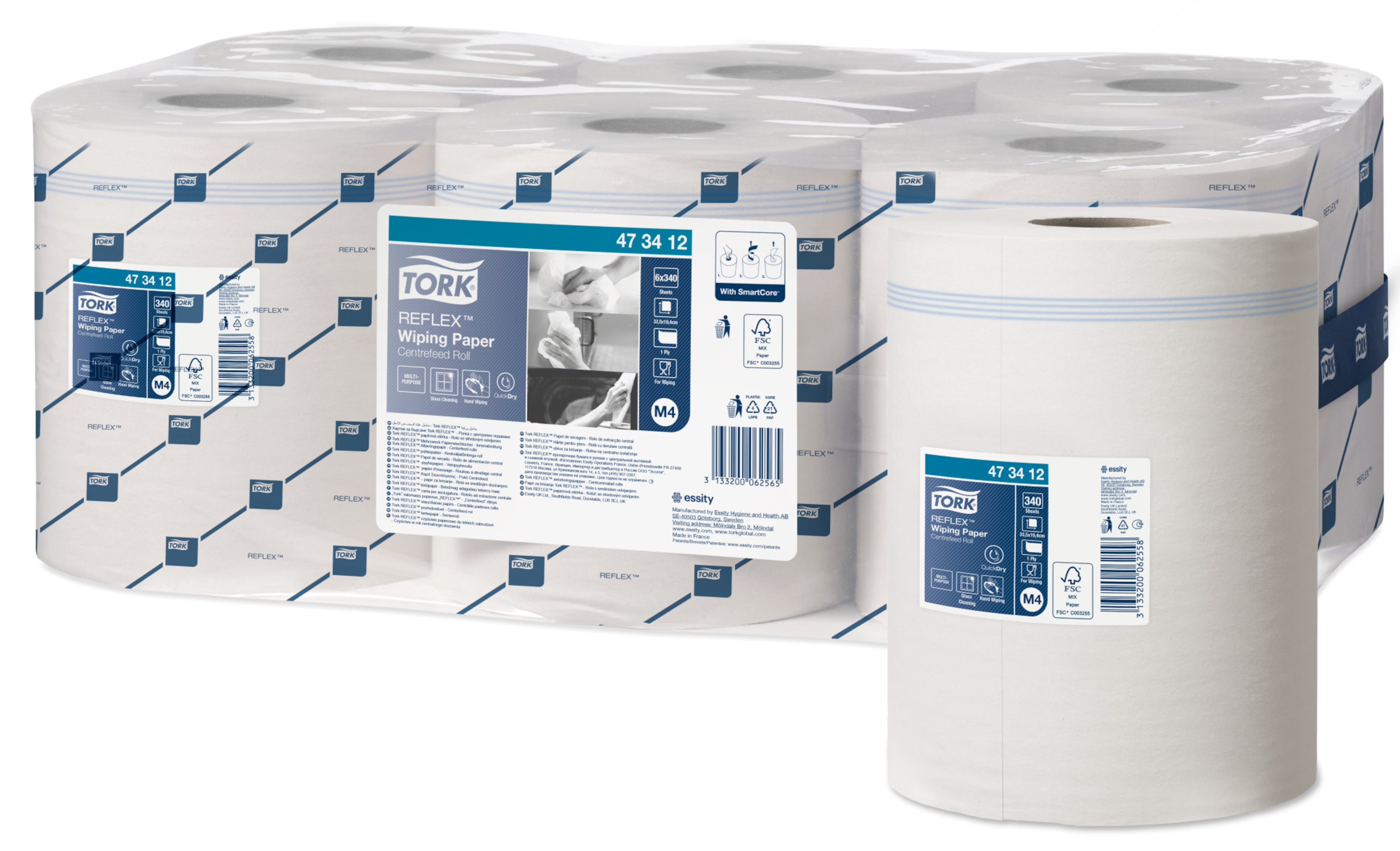 Tork Reflex™ Wiping Paper White Centrefeed Roll M4