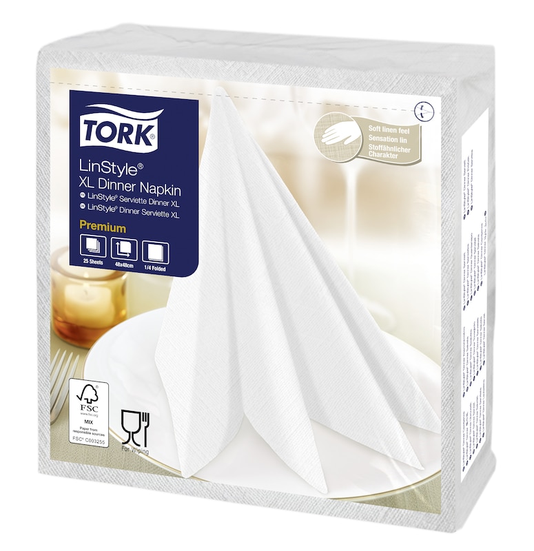 Tork Premium LinStyle® Χαρτοπετσέτα δείπνου White XL