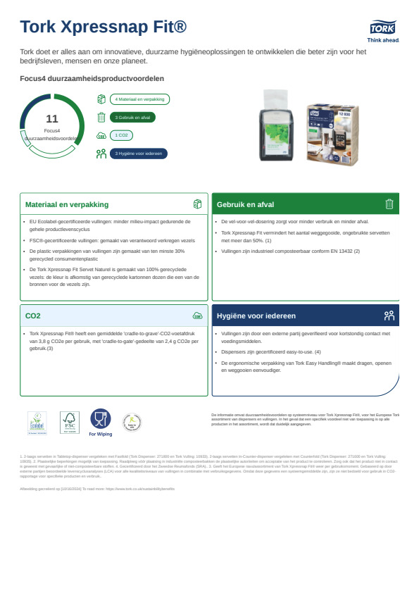 Productgegevensblad duurzaamheid
