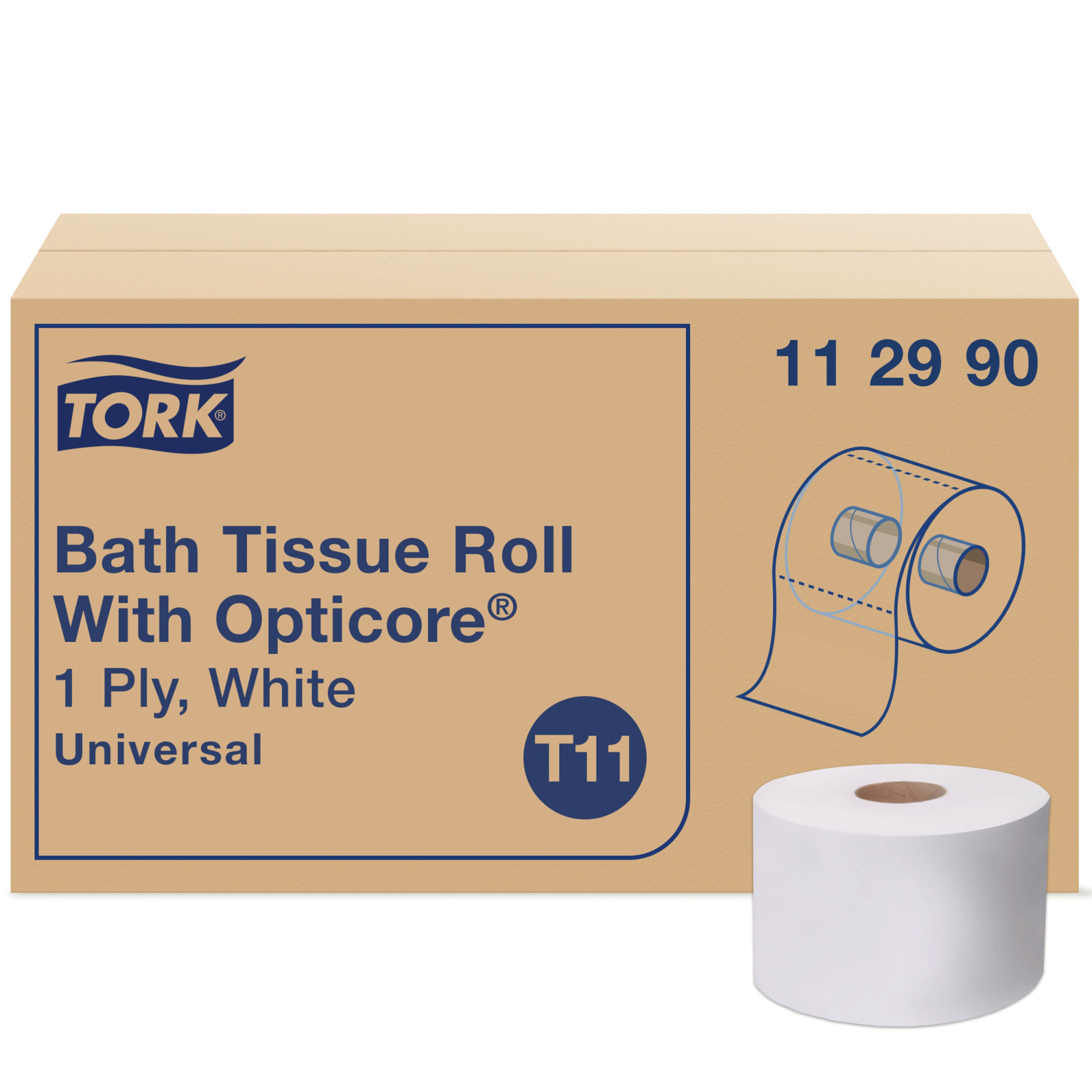Papier Toilette Rouleau Mid-size Tork OptiCore®, Blanc T11