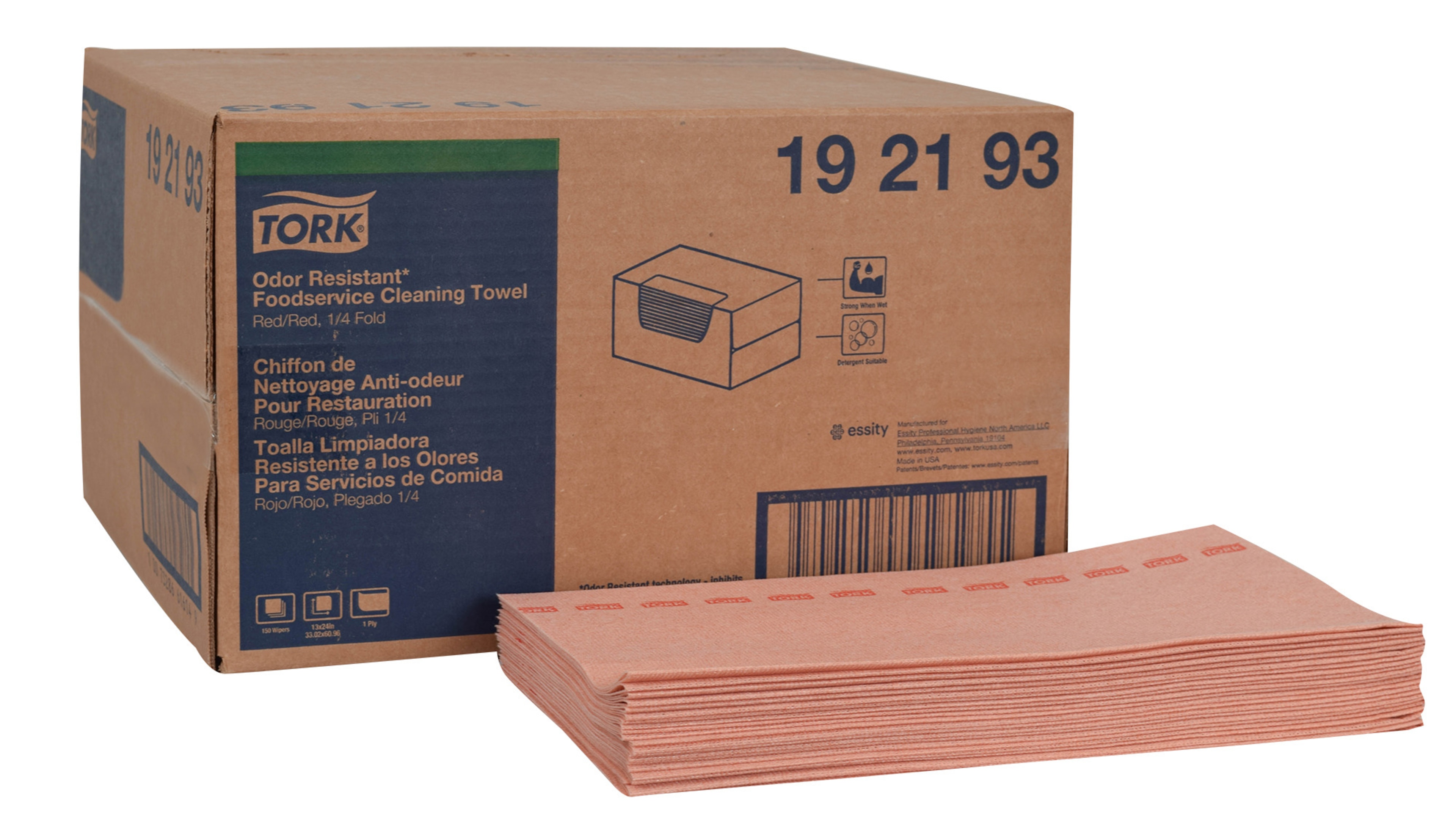 Tork Odor Resistant  Foodservice Cleaning Towel Red Self Dispensing