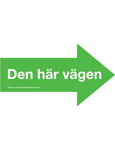 Grön pil med texten ”Den här vägen” 
