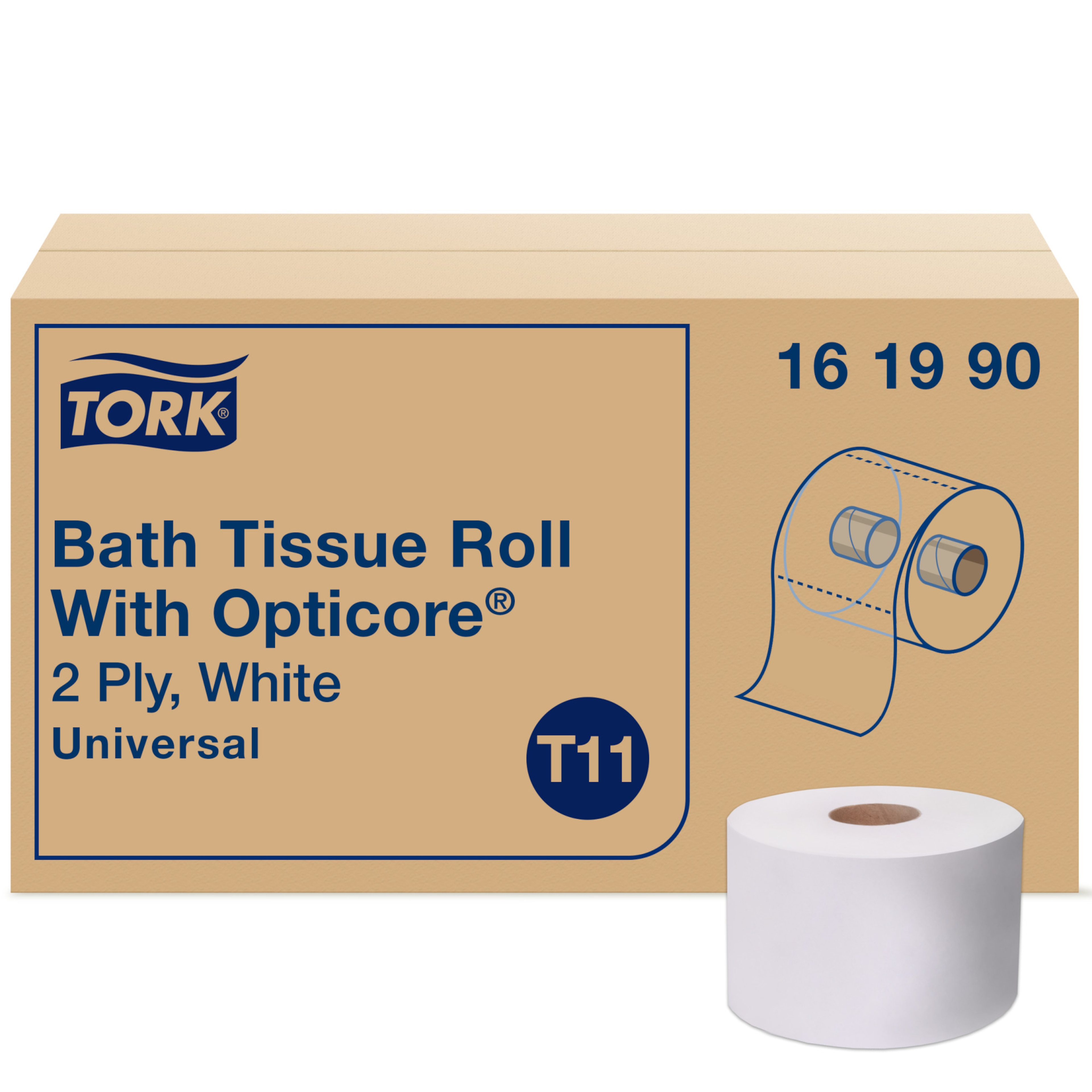 Papier Toilette Rouleau Mid-size Tork OptiCore®, Blanc T11