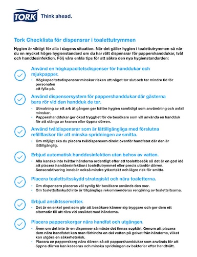 Tork Checklista för dispensrar i toalettutrymmen 