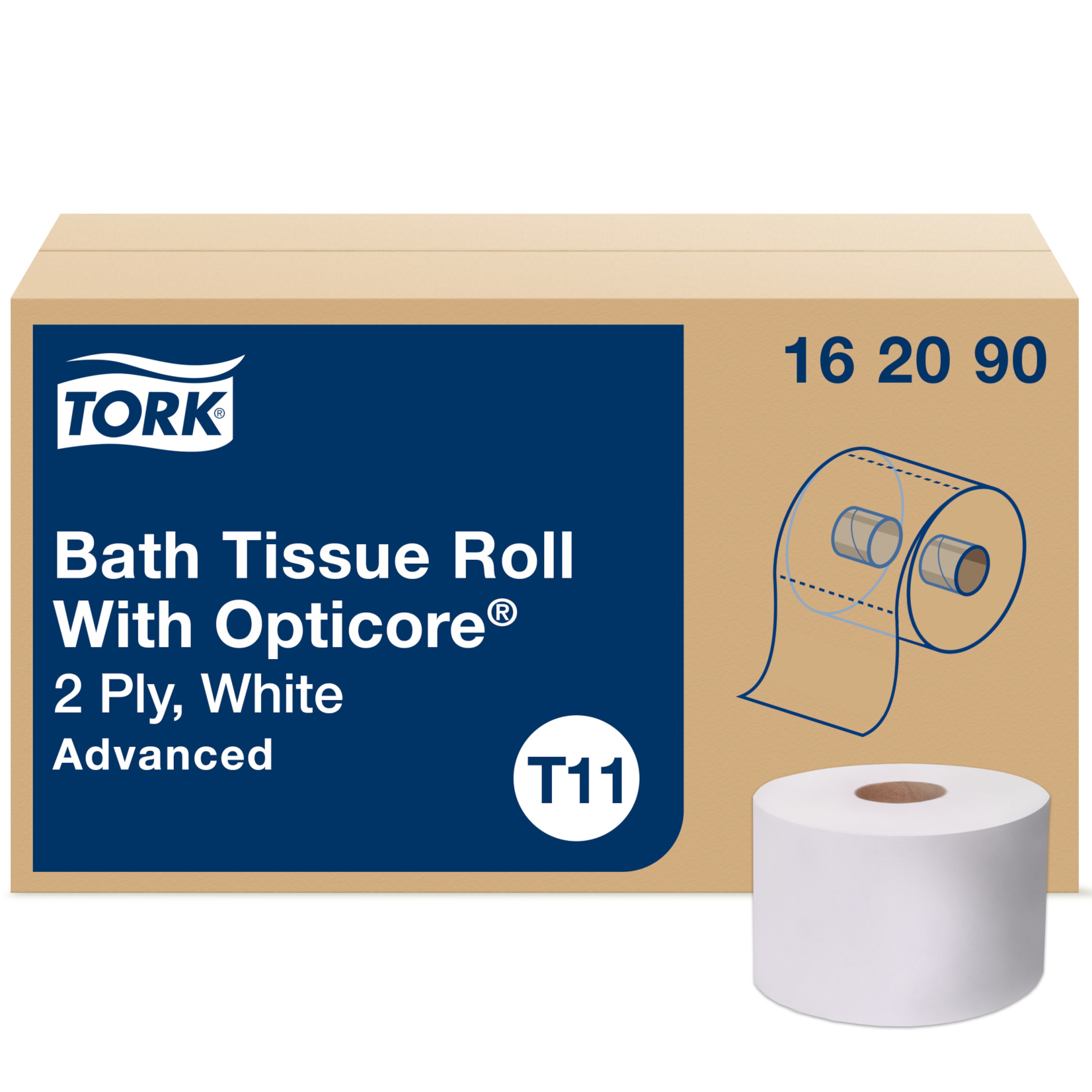 Papier Toilette Rouleau Mid-size Tork OptiCore®, Blanc T11