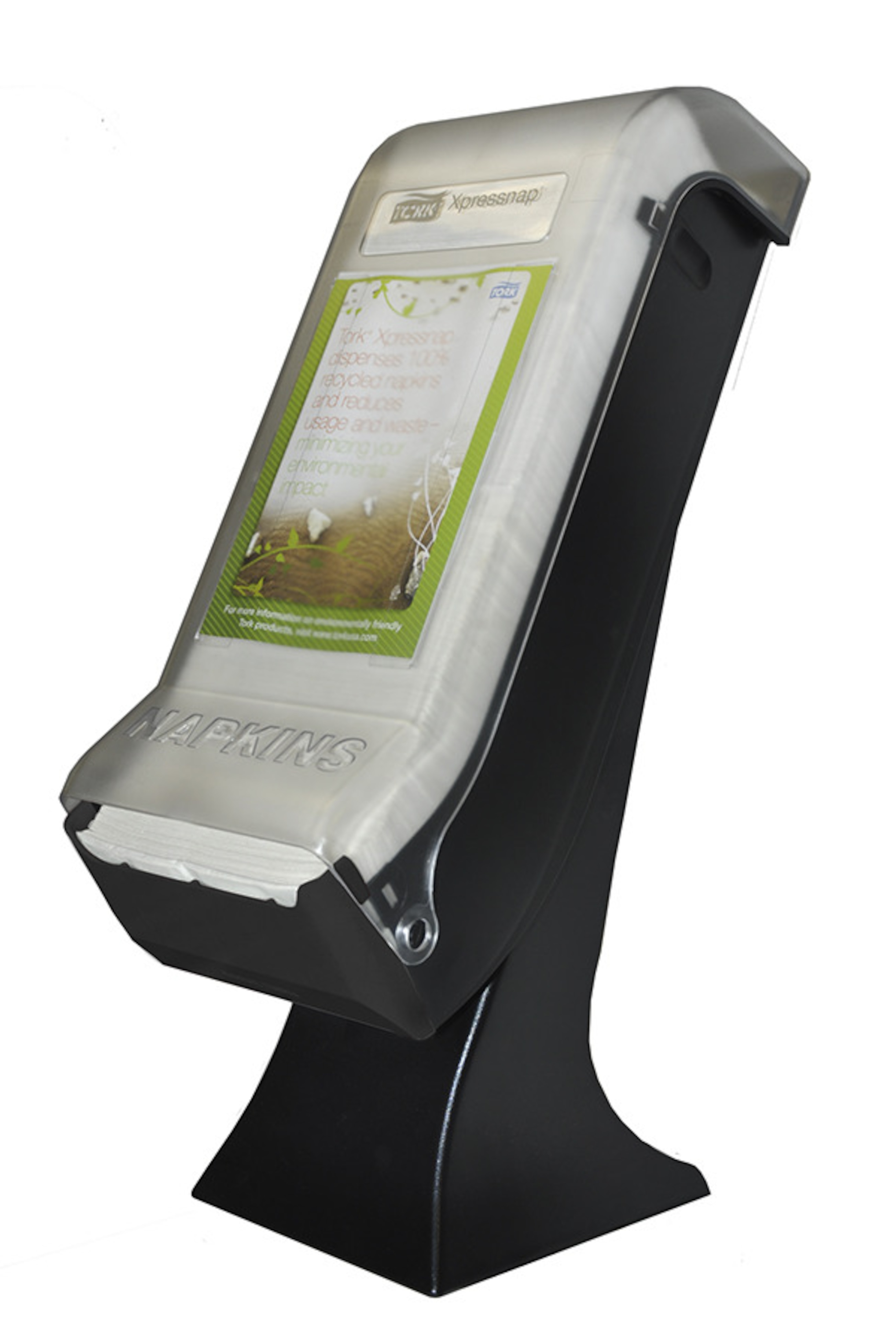 Distributeur de serviettes sur pied Tork Xpressnap Classic avec plaque frontale Drive Thru, Noir N4