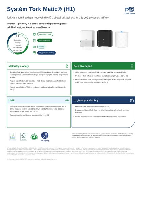 Produktový list s údaji o udržitelnosti
