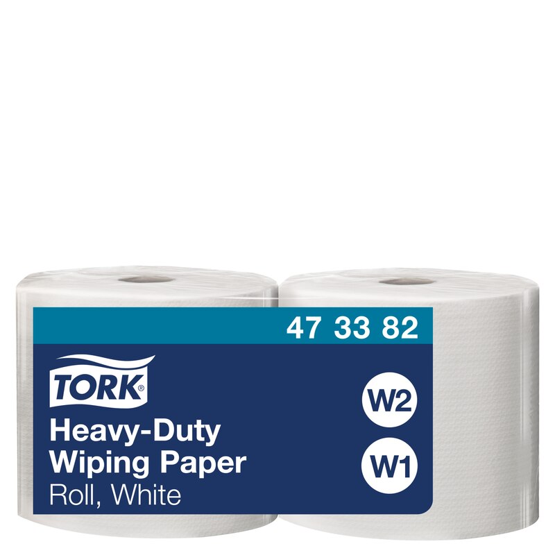 Tork 473382 Papier D'Essuyage Extra-Résistant Premium W1 W2 - Lot De 2 Bobines 117,3m - Blanc