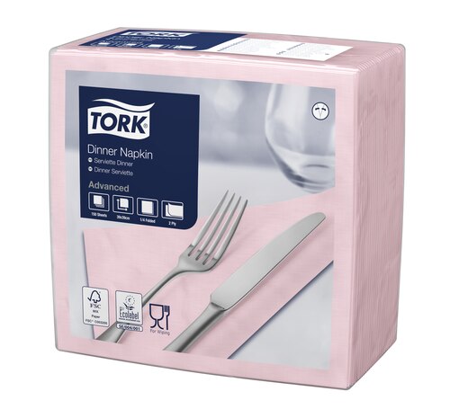 Tork vaalea pinkki Dinner -lautasliina