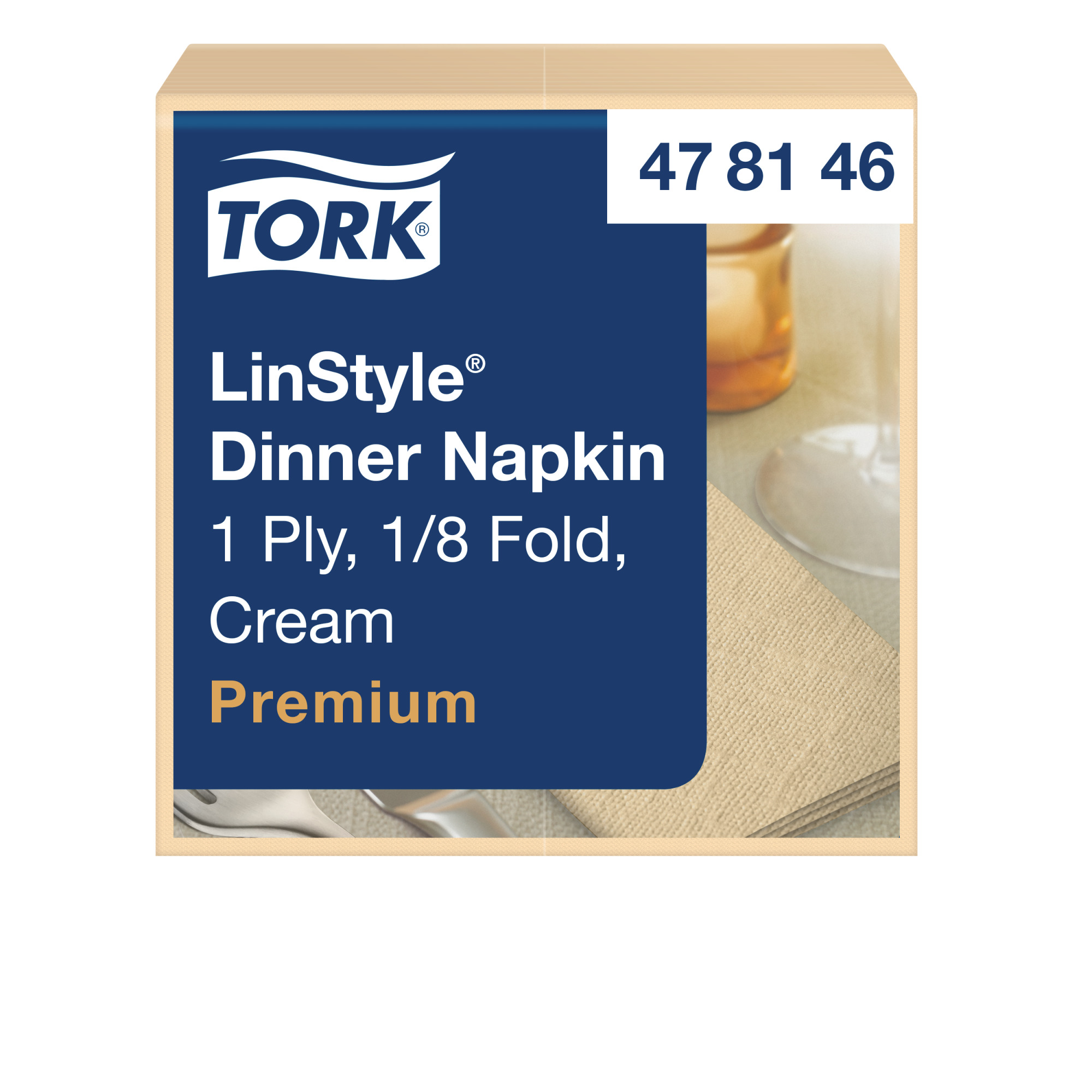 Tork Premium Linstyle® Χαρτοπετσέτα δείπνου σε μπεζ, διπλωμένη κατά το 1/8