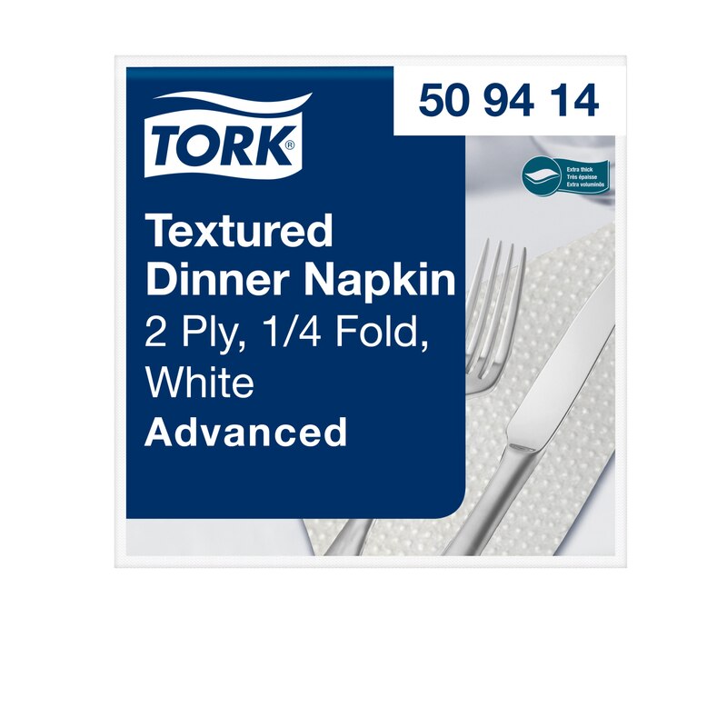 Tork Textured Dinnerserviette Weiß 1/4-Falz