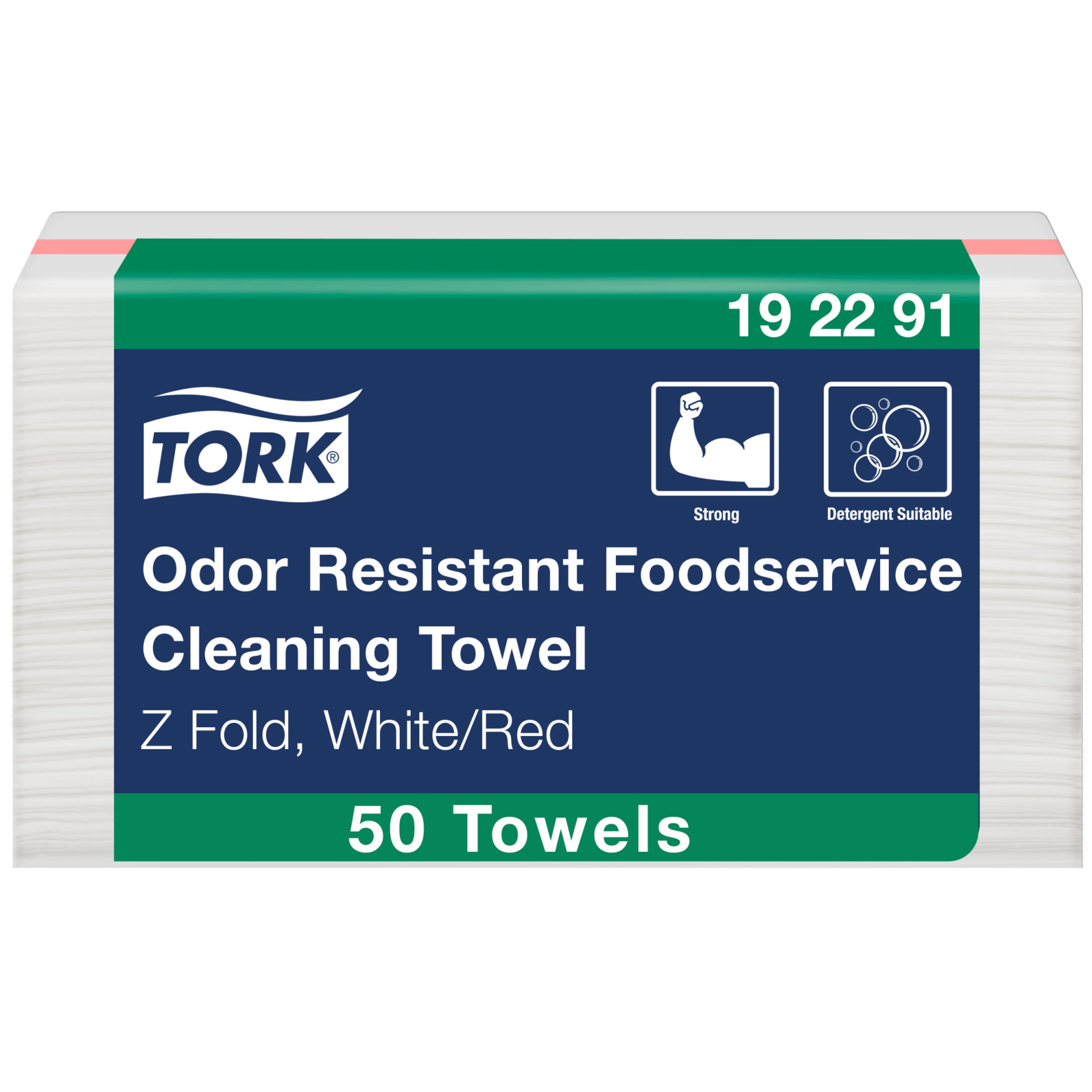 Tork Odor Resistant Foodservice Cleaning Towel White and Red W8
