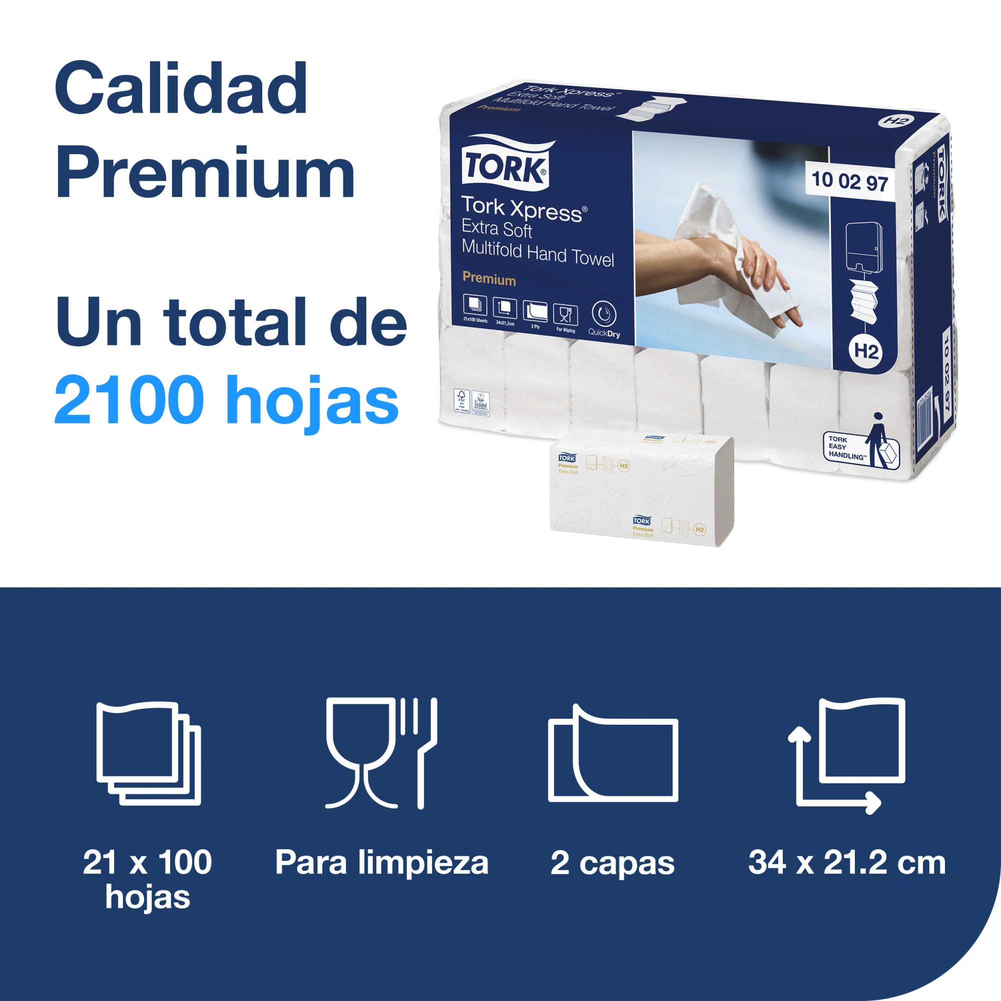 Tork Xpress® Toalla de Mano de Papel Entreplegada Blanco H2