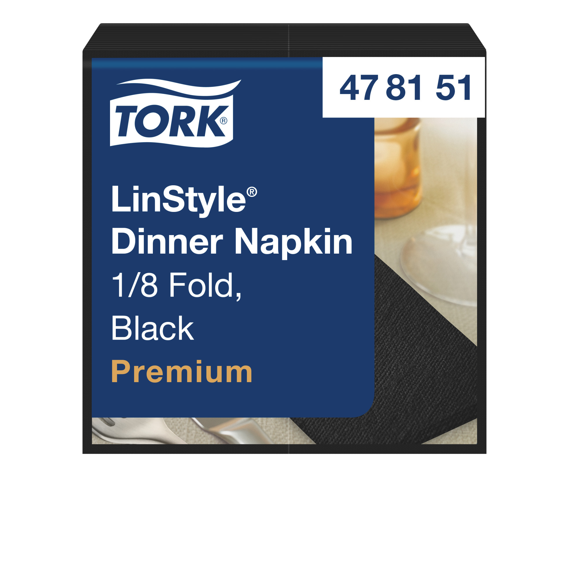 Tork Premium Linstyle® Χαρτοπετσέτα δείπνου Black, διπλωμένη κατά το 1/8