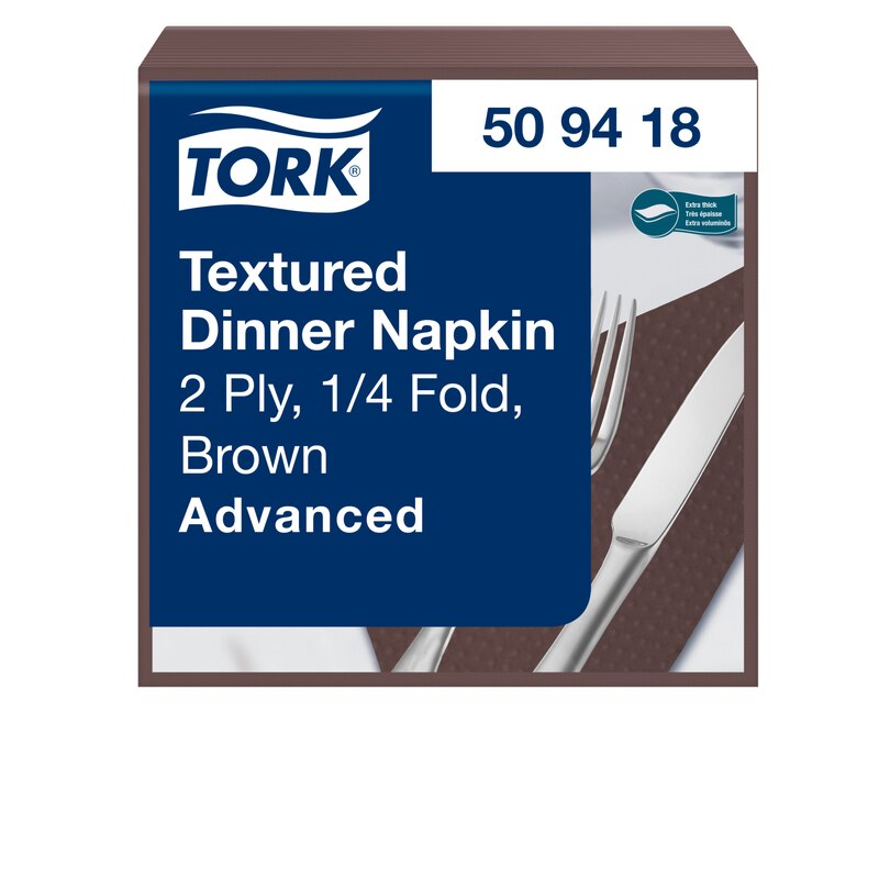 Tork Textured Dinnerserviette Braun 1/4-Falz