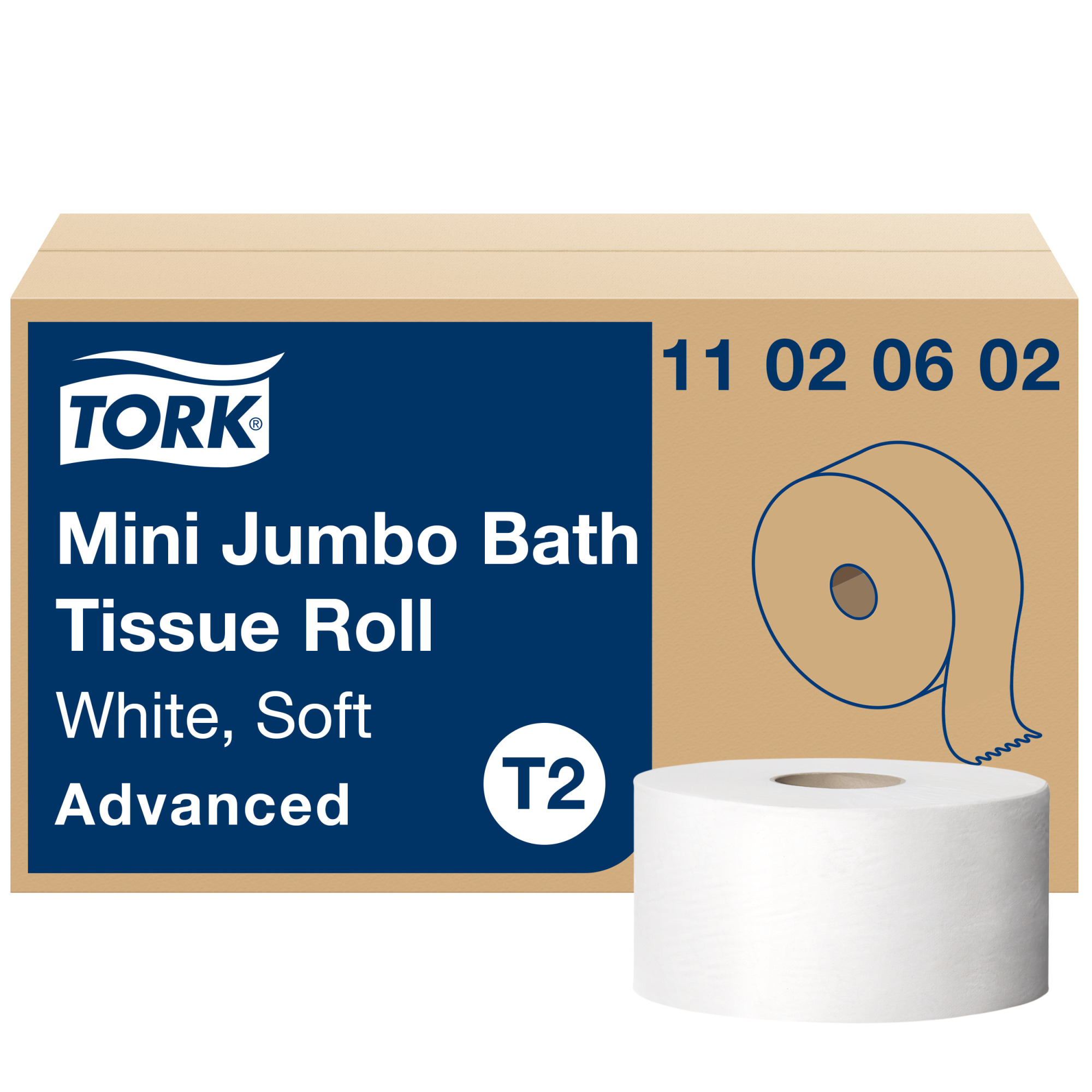 Tork Papier Toilette Rouleau Mini Jumbo Doux Blanc T2