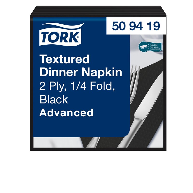 Tork Textured Dinnerserviette Schwarz 1/4-Falz