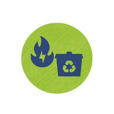 Icon of a flame and recycle bin