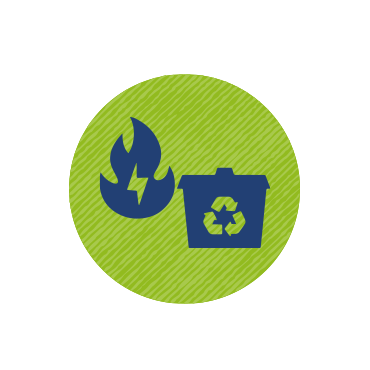 Icon of a flame and recycle bin