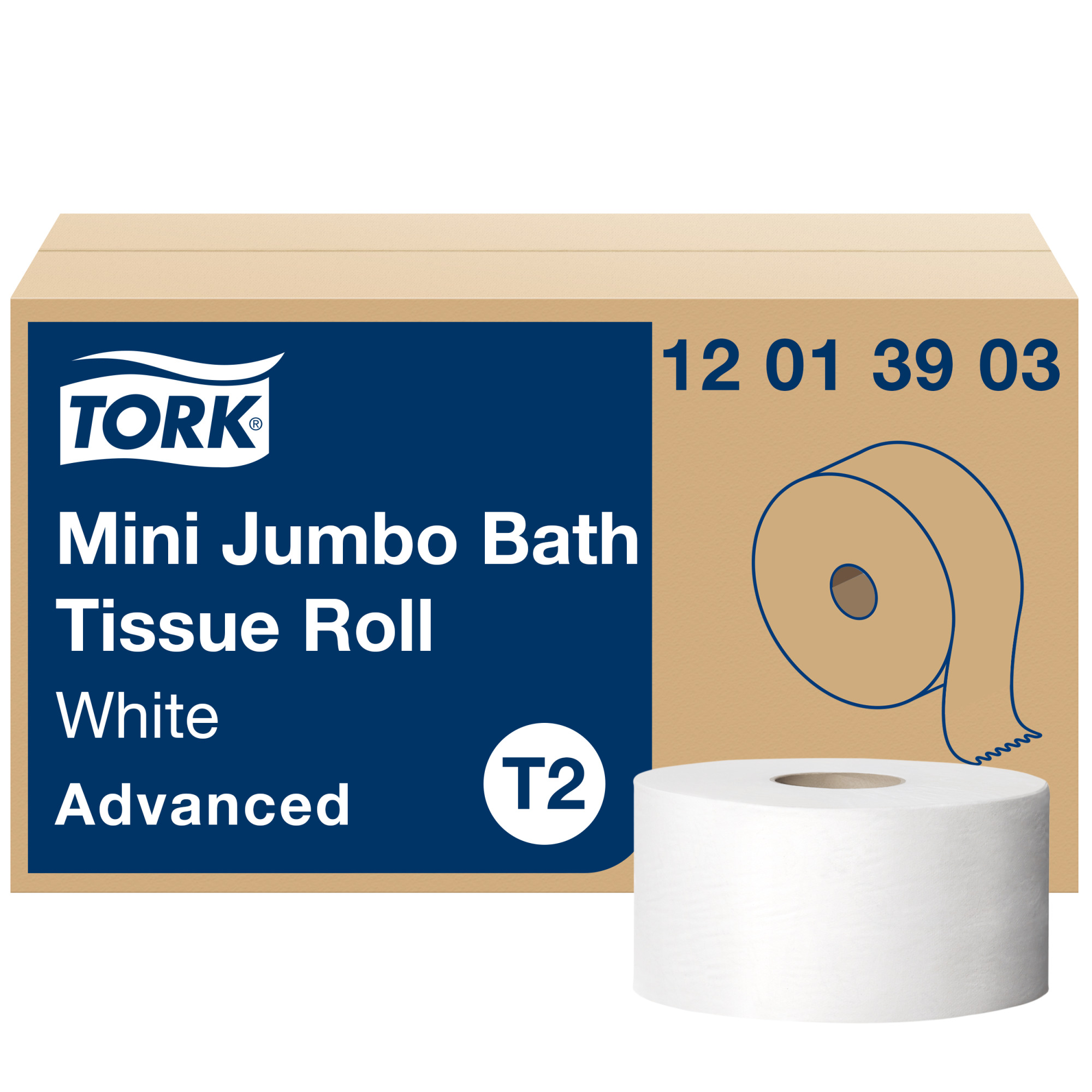 Tork Papier Toilette Rouleau Mini Jumbo, Blanc T2