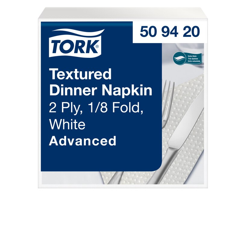Tork Textured Dinnerserviette Weiß 1/8-Falz