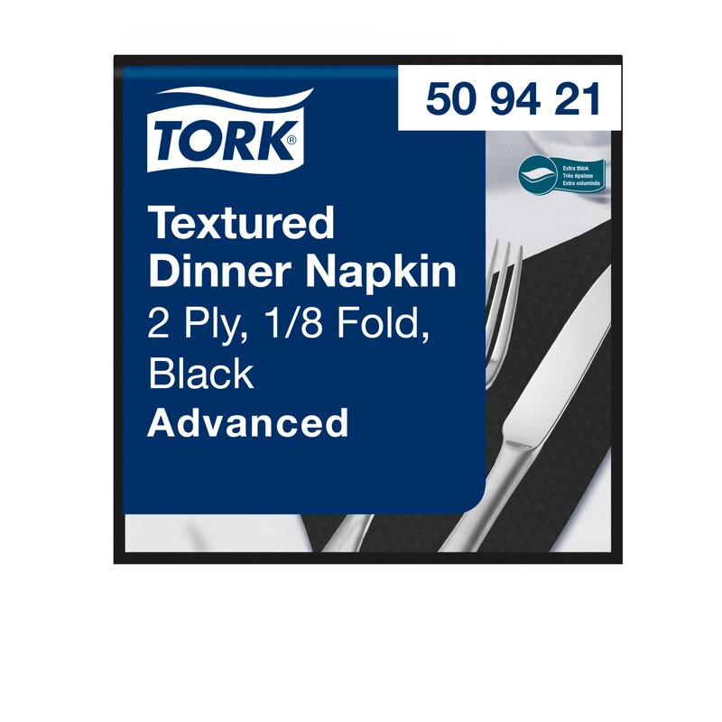 Tork Textured Dinnerserviette Schwarz 1/8-Falz