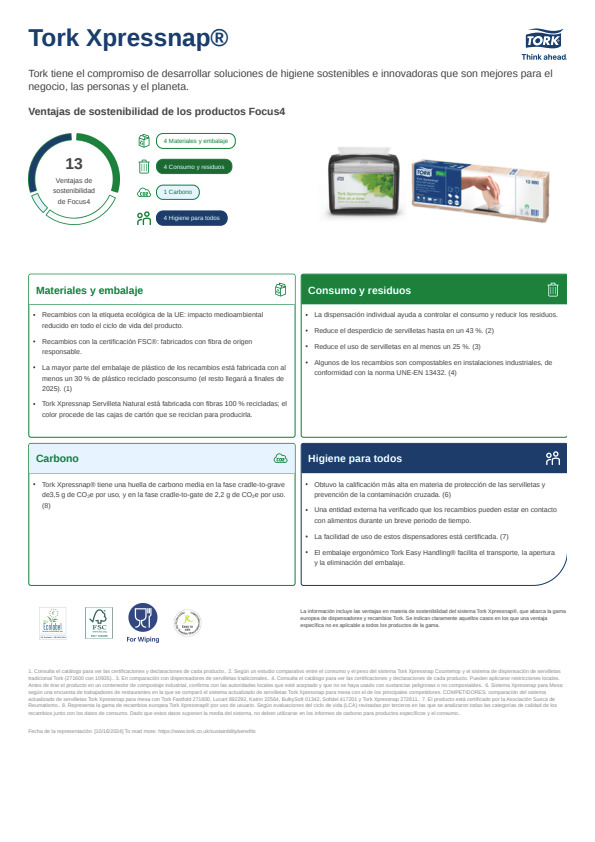 Ficha técnica de producto sostenibilidad