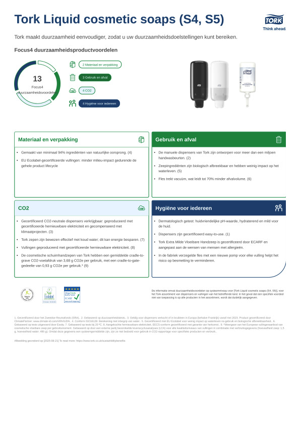 Productgegevensblad duurzaamheid