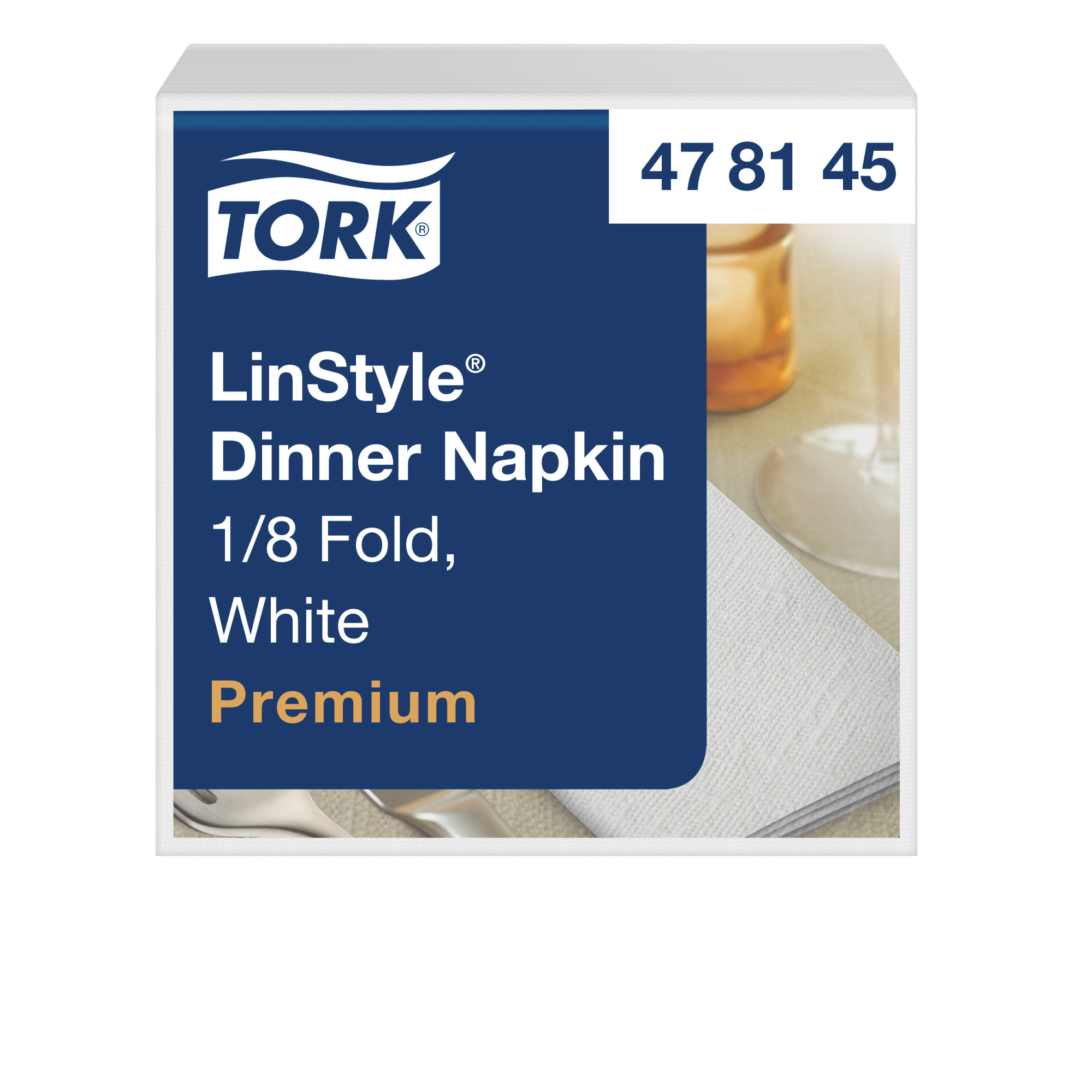 Tork Premium Linstyle® White Dinner χαρτοπετσέτα διπλωμένη κατά το 1/8
