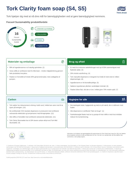 Produktdatablad om bæredygtighed