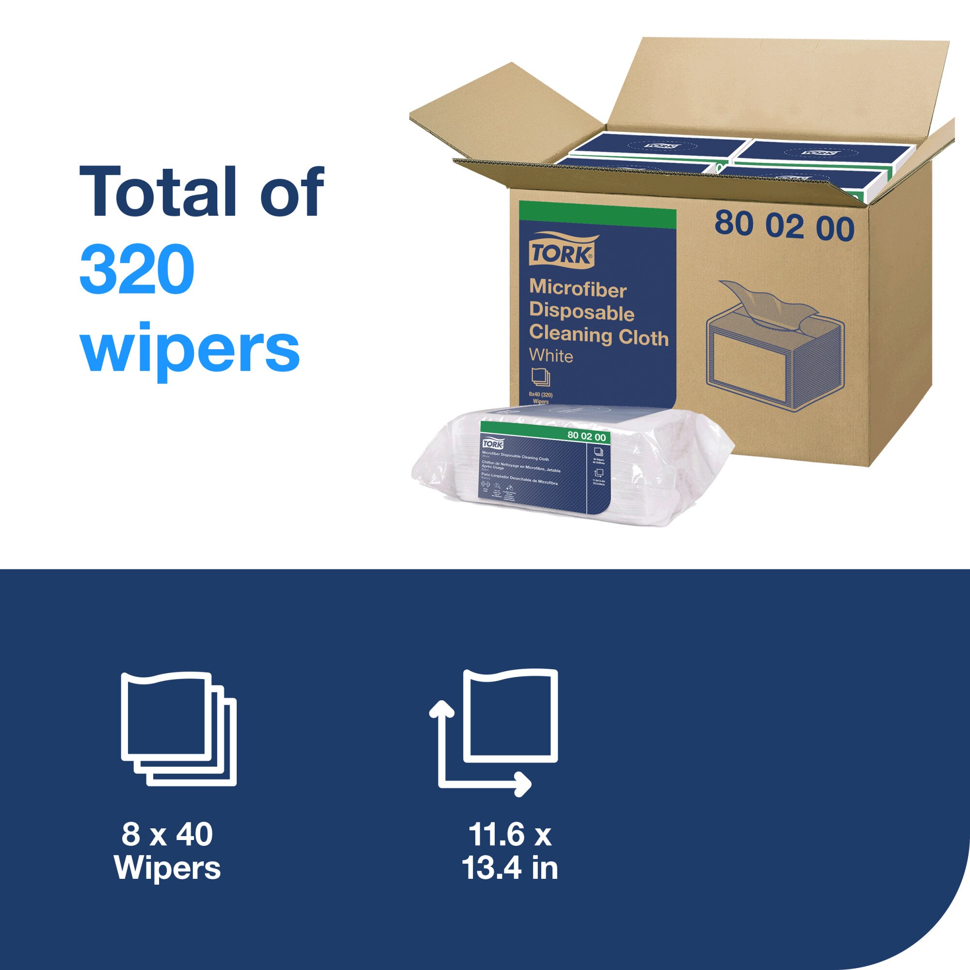 Tork Microfiber Disposable Cleaning Cloth, White