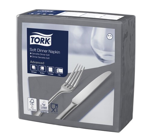 Tork Soft tummanharmaa Dinner -lautasliina