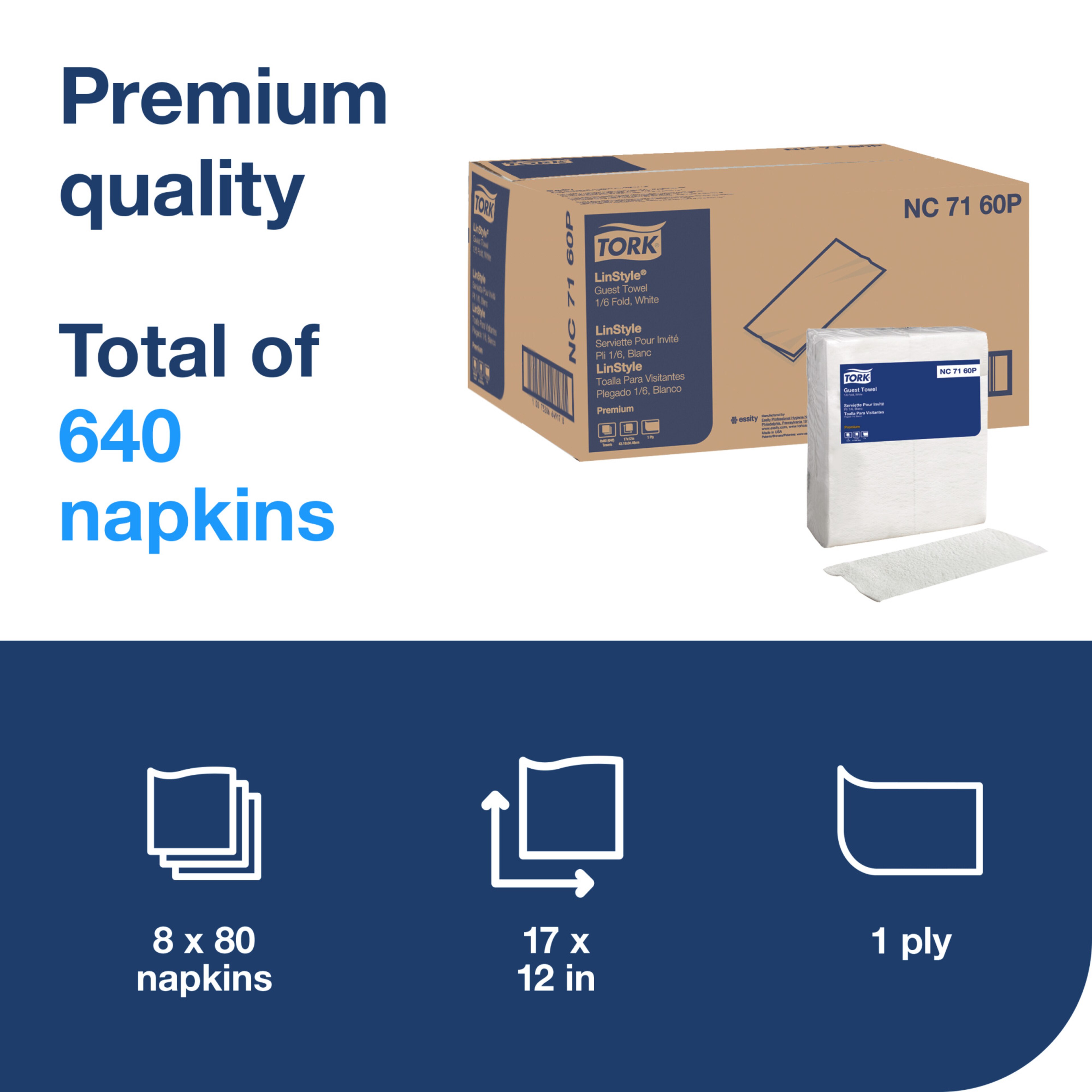 Tork LinStyle® White Guest Towel