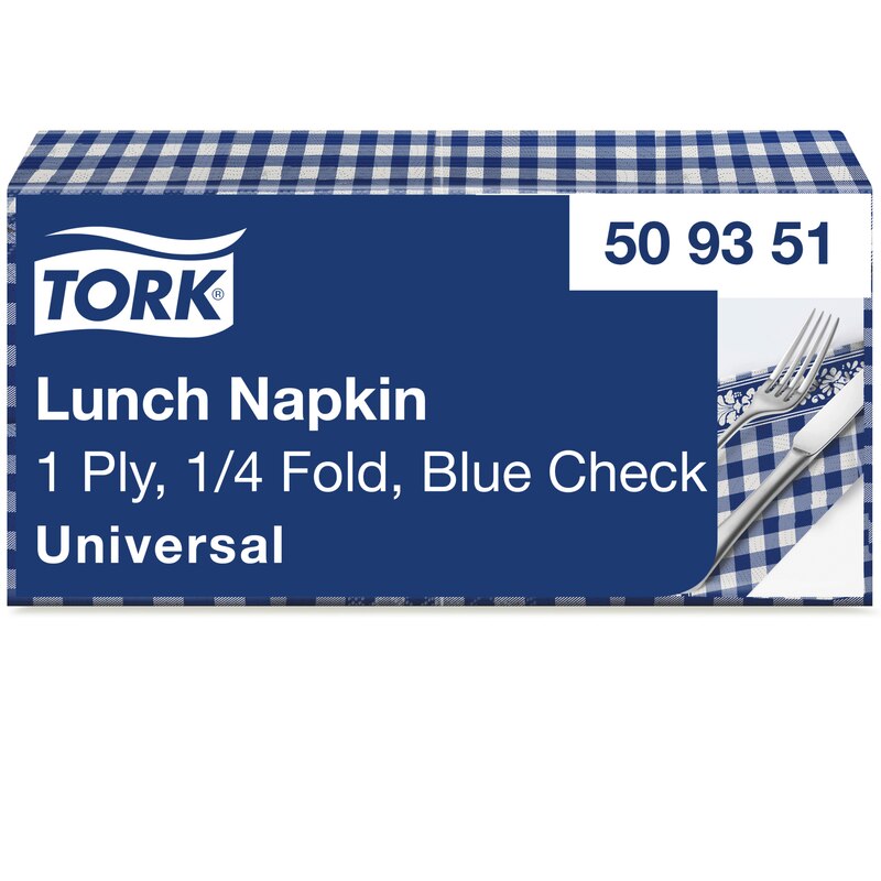 Tork blaukarierte Lunchservietten 1-lagig