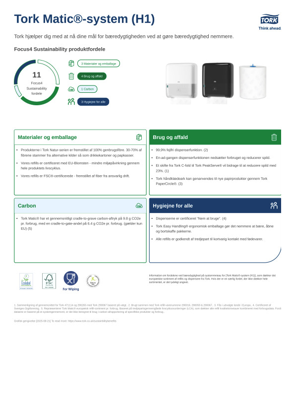 Produktdatablad om bæredygtighed